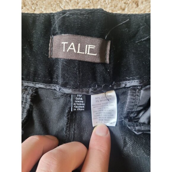 Talie Womens Corduroy Black Wide Leg High Waisted Pants Size 10 Cotton Spandex - Picture 4 of 8